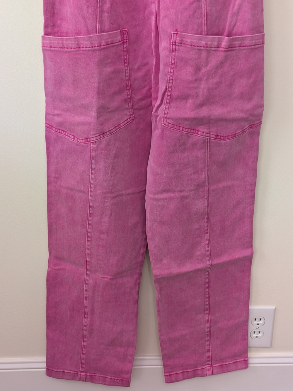 Zenana Women's Pink Casual Adjustable Straps Baggy Jumpsuit W/Pockets Sz Small - Picture 4 of 15